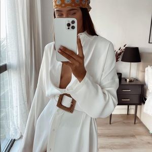 Zara White Midi Shirt Dress